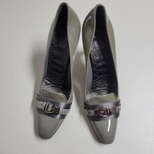 Gucci Buckle Details Patent Leather Heels Size 11.